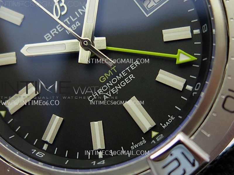Avenger Chronometer 42mm GMT Yellow Second Hand SS BLSF 1:1 Best Version Black Dial On Black Nylon Strap A2836