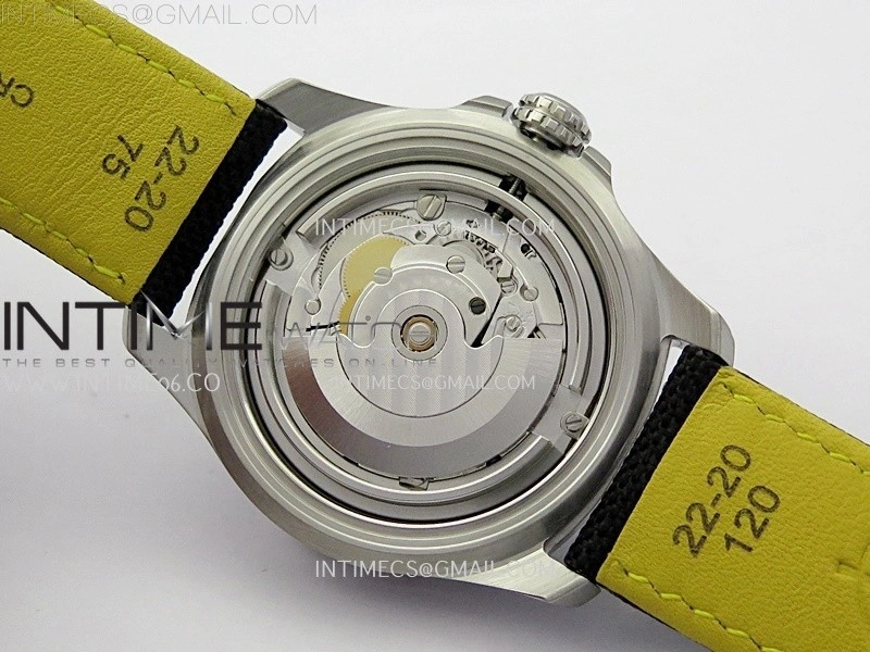 Avenger Chronometer 42mm GMT Yellow Second Hand SS BLSF 1:1 Best Version Black Dial On Black Nylon Strap A2836