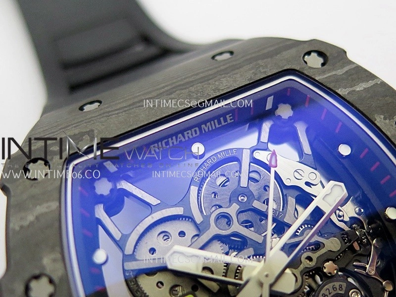 RM035-02 Real Black NTPT ZF 1:1 Best Edition Skeleton Dial On Black Rubber Strap Real Super Clone RMAL1 V7