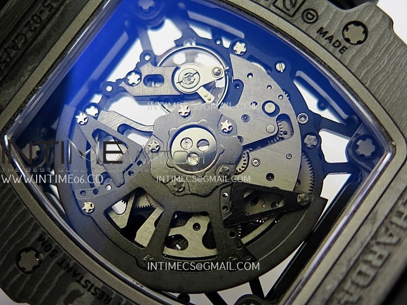 RM035-02 Real Black NTPT ZF 1:1 Best Edition Skeleton Dial On Black Rubber Strap Real Super Clone RMAL1 V7