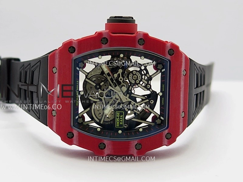 RM035-02 Real Red NTPT ZF 1:1 Best Edition Skeleton Dial On Black Rubber Strap Real Super Clone RMAL1 V7