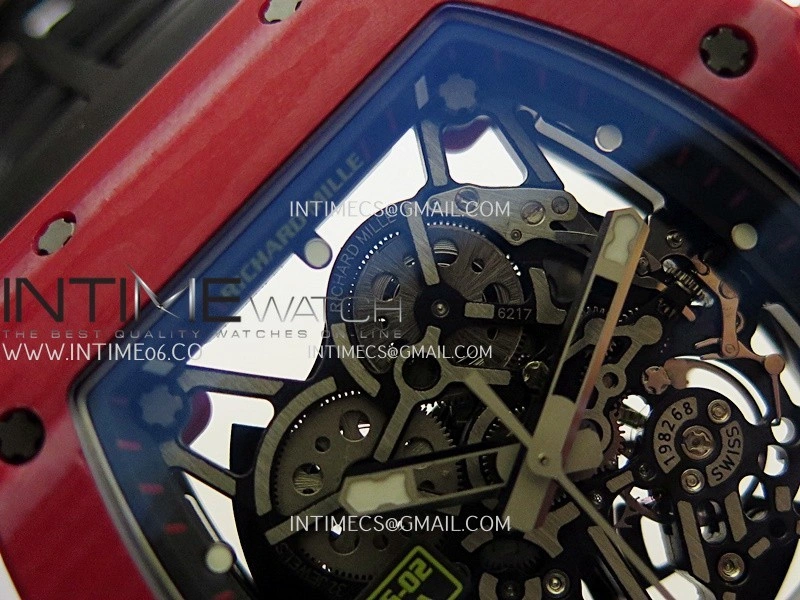 RM035-02 Real Red NTPT ZF 1:1 Best Edition Skeleton Dial On Black Rubber Strap Real Super Clone RMAL1 V7