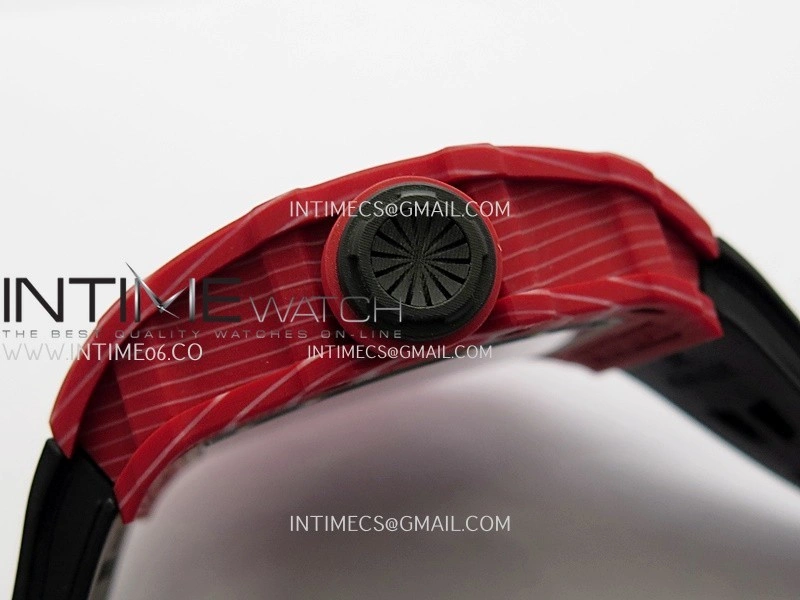 RM035-02 Real Red NTPT ZF 1:1 Best Edition Skeleton Dial On Black Rubber Strap Real Super Clone RMAL1 V7