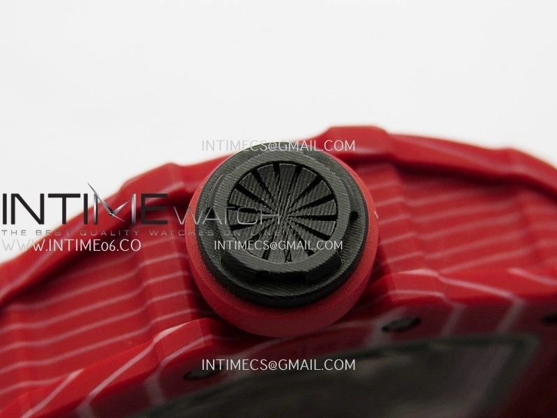 RM035-02 Real Red NTPT ZF 1:1 Best Edition Skeleton Dial On Black Rubber Strap Real Super Clone RMAL1 V7