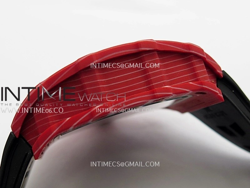 RM035-02 Real Red NTPT ZF 1:1 Best Edition Skeleton Dial On Black Rubber Strap Real Super Clone RMAL1 V7