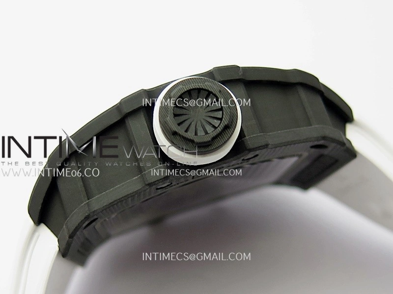 RM035-02 Real Black NTPT ZF 1:1 Best Edition Skeleton Dial On White Rubber Strap Real Super Clone RMAL1 V7