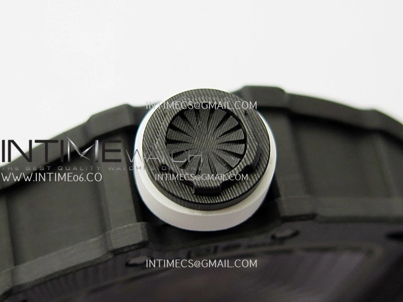 RM035-02 Real Black NTPT ZF 1:1 Best Edition Skeleton Dial On White Rubber Strap Real Super Clone RMAL1 V7
