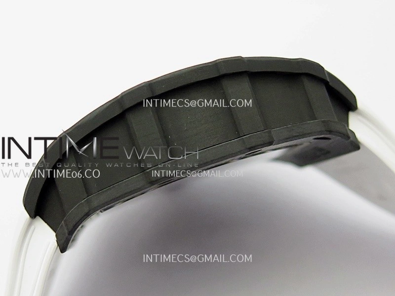 RM035-02 Real Black NTPT ZF 1:1 Best Edition Skeleton Dial On White Rubber Strap Real Super Clone RMAL1 V7