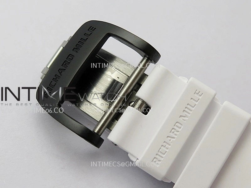 RM035-02 Real Black NTPT ZF 1:1 Best Edition Skeleton Dial On White Rubber Strap Real Super Clone RMAL1 V7