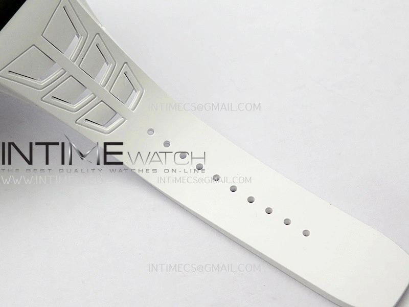 RM035-02 Real Black NTPT ZF 1:1 Best Edition Skeleton Dial On White Rubber Strap Real Super Clone RMAL1 V7