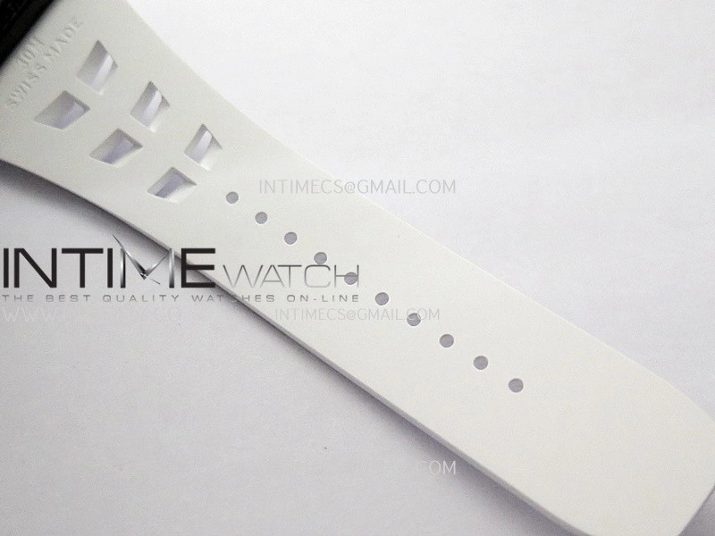 RM035-02 Real Black NTPT ZF 1:1 Best Edition Skeleton Dial On White Rubber Strap Real Super Clone RMAL1 V7