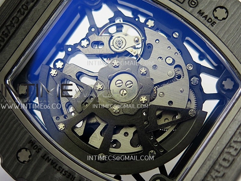 RM035-02 Real Black NTPT ZF 1:1 Best Edition Skeleton Dial On White Rubber Strap Real Super Clone RMAL1 V7