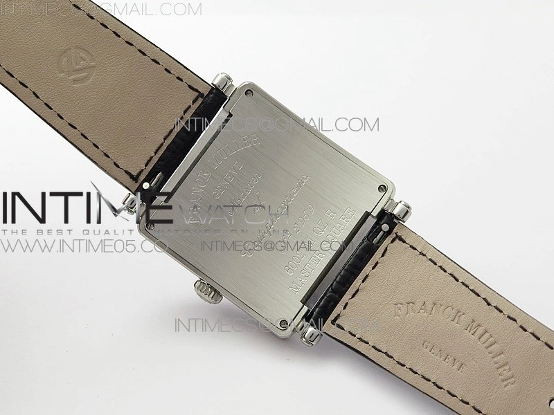 Master Square SS Ladies ZF 1:1 Best Edition White Colorful Roman Dial on Black Leather Strap Ronda Quartz