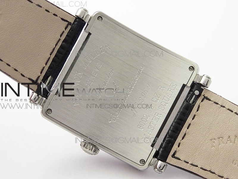 Master Square SS Ladies ZF 1:1 Best Edition White Colorful Roman Dial on Black Leather Strap Ronda Quartz