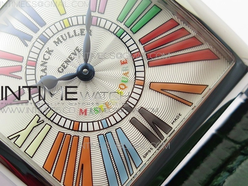 Master Square SS Ladies ZF 1:1 Best Edition White Colorful Roman Dial on Green Leather Strap Ronda Quartz