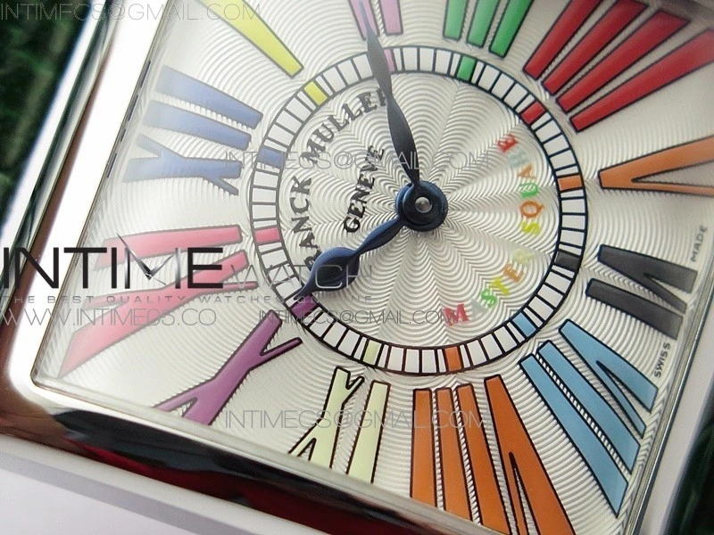 Master Square SS Ladies ZF 1:1 Best Edition White Colorful Roman Dial on Green Leather Strap Ronda Quartz