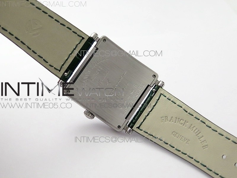 Master Square SS Ladies ZF 1:1 Best Edition White Colorful Roman Dial on Green Leather Strap Ronda Quartz