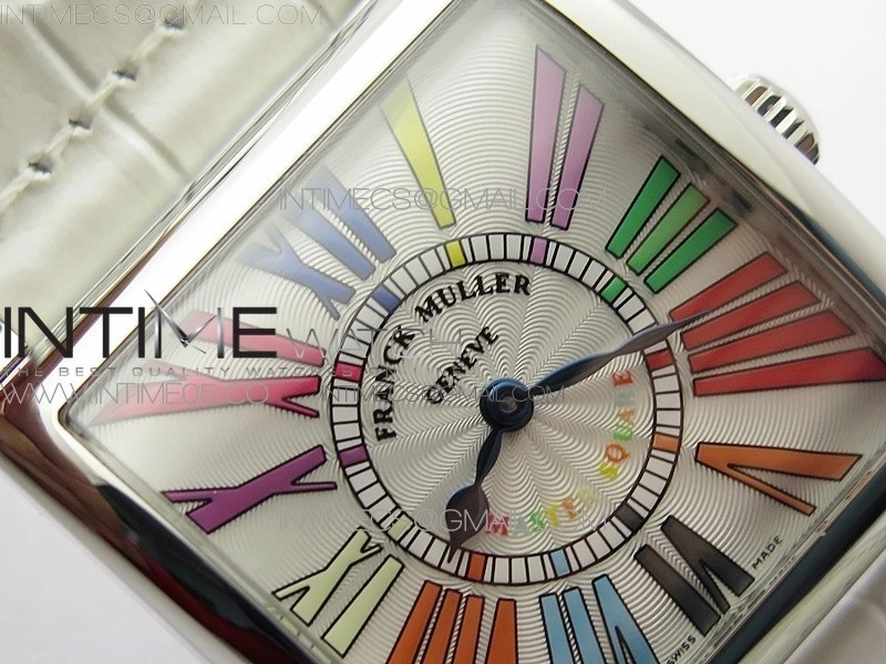Master Square SS Ladies ZF 1:1 Best Edition White Colorful Roman Dial on White Leather Strap Ronda Quartz