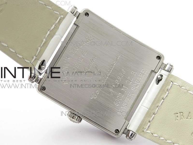Master Square SS Ladies ZF 1:1 Best Edition White Colorful Roman Dial on White Leather Strap Ronda Quartz