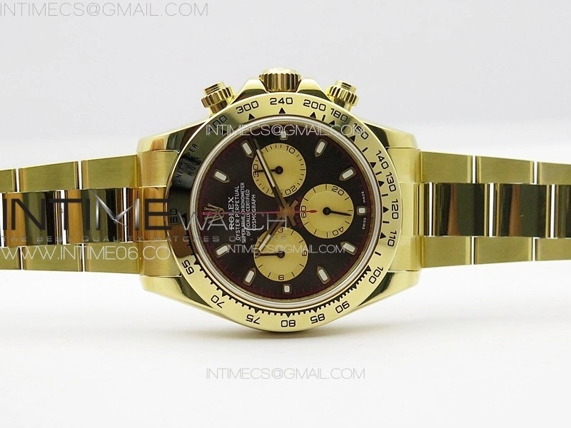 Daytona 116508 YG APSF Black Dial Gold Subdial Stick Markers On YG Bracelet Slim A7750