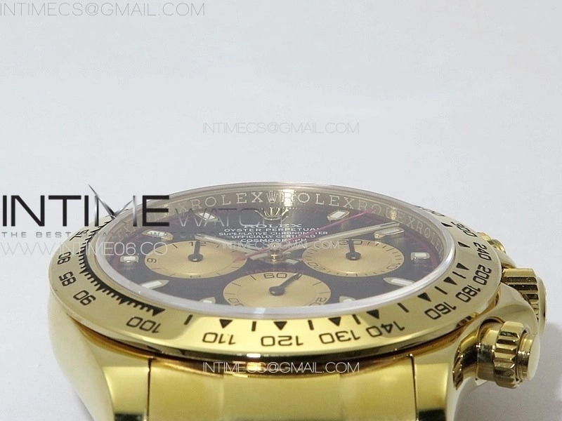 Daytona 116508 YG APSF Black Dial Gold Subdial Stick Markers On YG Bracelet Slim A7750