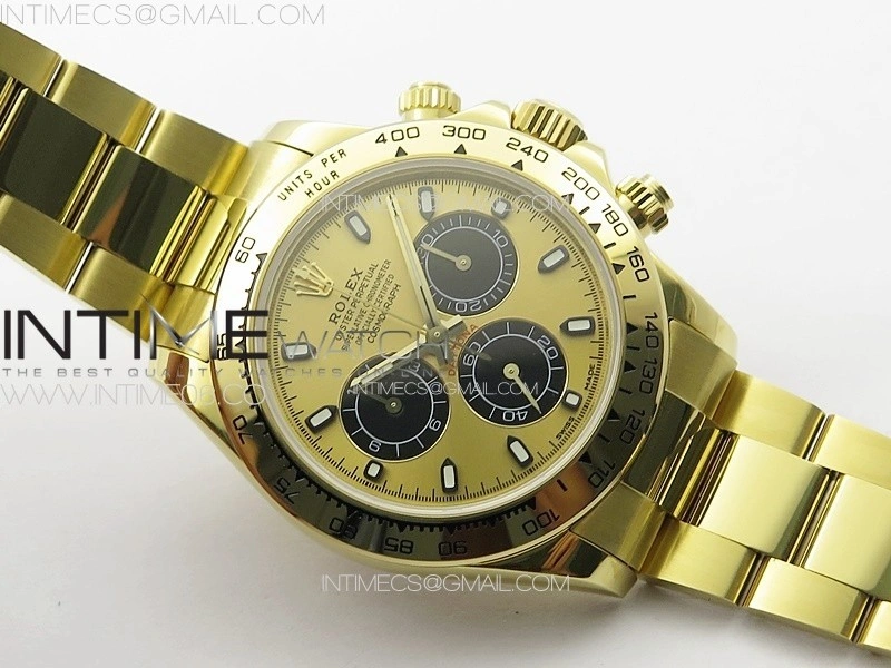 Daytona 116508 YG APSF Gold Dial Black Subdial Stick Markers On YG Bracelet Slim A7750