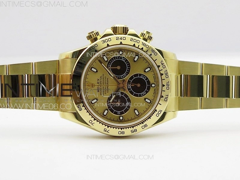Daytona 116508 YG APSF Gold Dial Black Subdial Stick Markers On YG Bracelet Slim A7750
