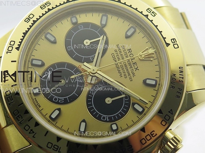 Daytona 116508 YG APSF Gold Dial Black Subdial Stick Markers On YG Bracelet Slim A7750