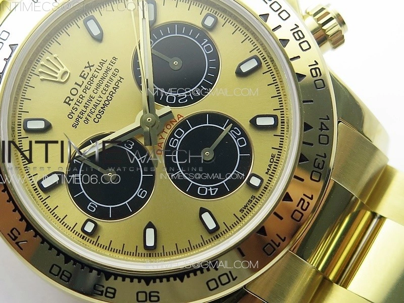 Daytona 116508 YG APSF Gold Dial Black Subdial Stick Markers On YG Bracelet Slim A7750
