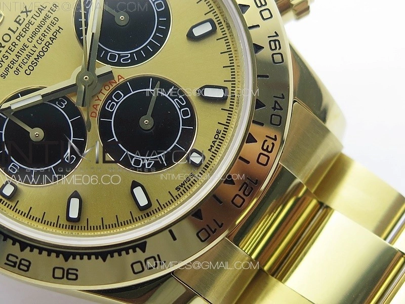 Daytona 116508 YG APSF Gold Dial Black Subdial Stick Markers On YG Bracelet Slim A7750