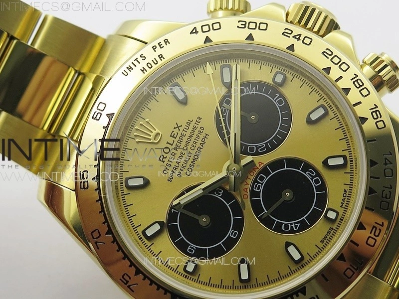 Daytona 116508 YG APSF Gold Dial Black Subdial Stick Markers On YG Bracelet Slim A7750