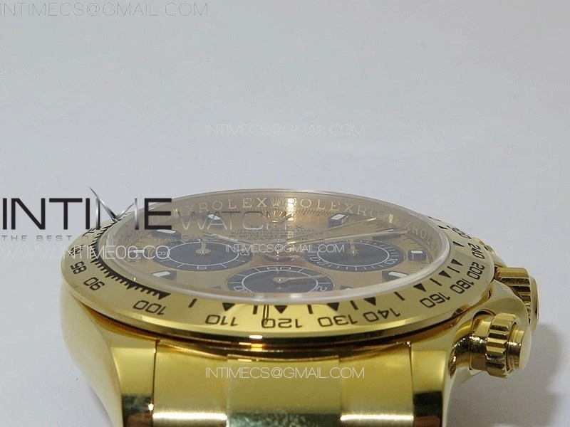 Daytona 116508 YG APSF Gold Dial Black Subdial Stick Markers On YG Bracelet Slim A7750