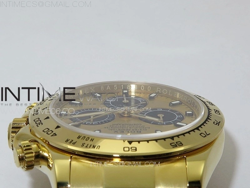 Daytona 116508 YG APSF Gold Dial Black Subdial Stick Markers On YG Bracelet Slim A7750