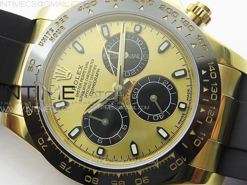 Daytona 116518LN YG APSF Best Edition YG Dial Stick Markers On Rubber Strap Slim A7750