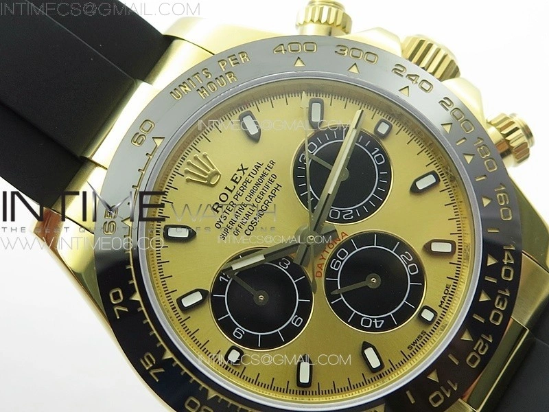 Daytona 116518LN YG APSF Best Edition YG Dial Stick Markers On Rubber Strap Slim A7750