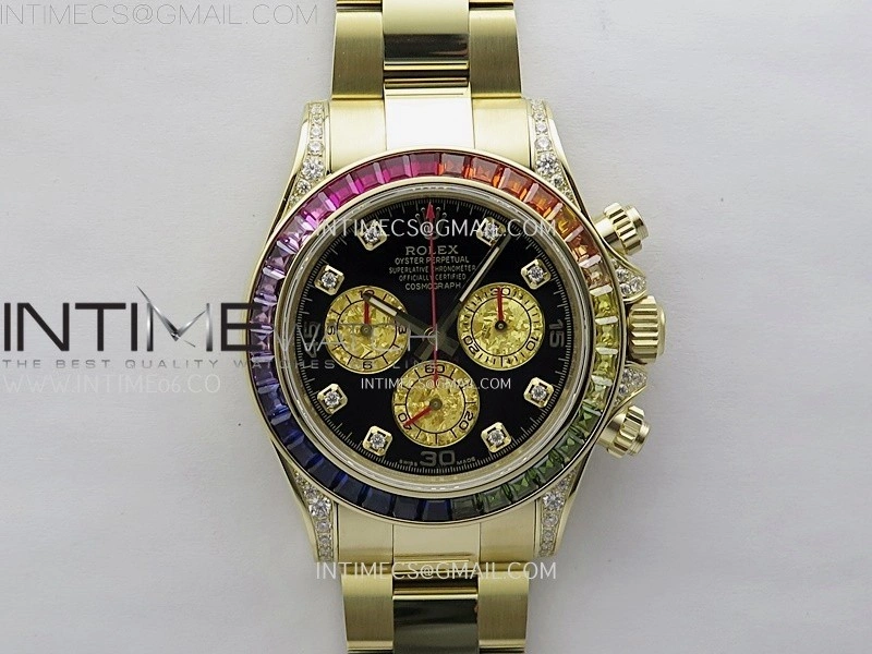Daytona 116598RBOW Rainbow ZF 1:1 Best Edition Black Diamond Dial on YG Bracelet SH4130