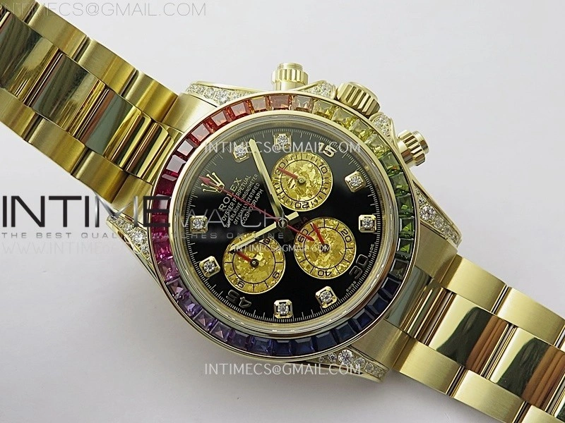 Daytona 116598RBOW Rainbow ZF 1:1 Best Edition Black Diamond Dial on YG Bracelet SH4130