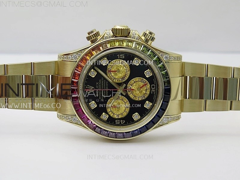Daytona 116598RBOW Rainbow ZF 1:1 Best Edition Black Diamond Dial on YG Bracelet SH4130