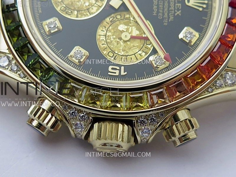 Daytona 116598RBOW Rainbow ZF 1:1 Best Edition Black Diamond Dial on YG Bracelet SH4130