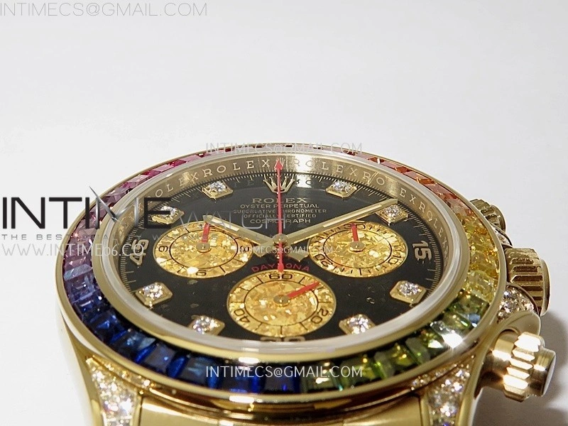 Daytona 116598RBOW Rainbow ZF 1:1 Best Edition Black Diamond Dial on YG Bracelet SH4130