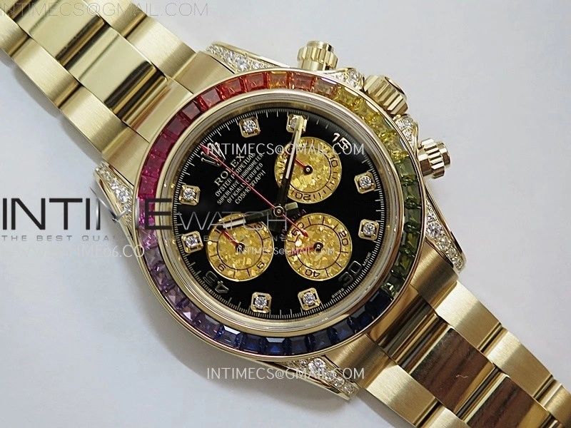 Daytona 116598RBOW Rainbow ZF 1:1 Best Edition Black Diamond Dial on YG Bracelet SH4130