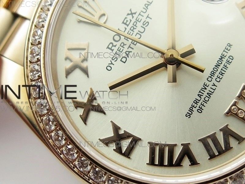 Datejust 31mm 278275 RG Dia Bezel BP Best Edition Silver Roman Markers Dial @6 Dia on RG President Bracelet