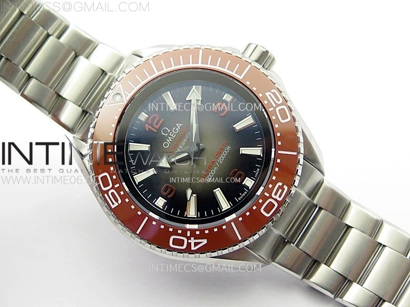 Seamaster 6000M Ultra Deep SS TF 1:1 Best Edition Gray Dial Orange Ceramic Bezel on SS Bracelet A2824