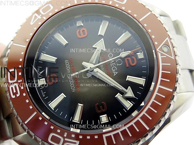 Seamaster 6000M Ultra Deep SS TF 1:1 Best Edition Gray Dial Orange Ceramic Bezel on SS Bracelet A2824