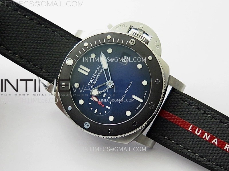 PAM1565 Luna Rossa Submersible 42mm VSF 1:1 Best Edition Blue Dial On Blue Fabric Strap P900