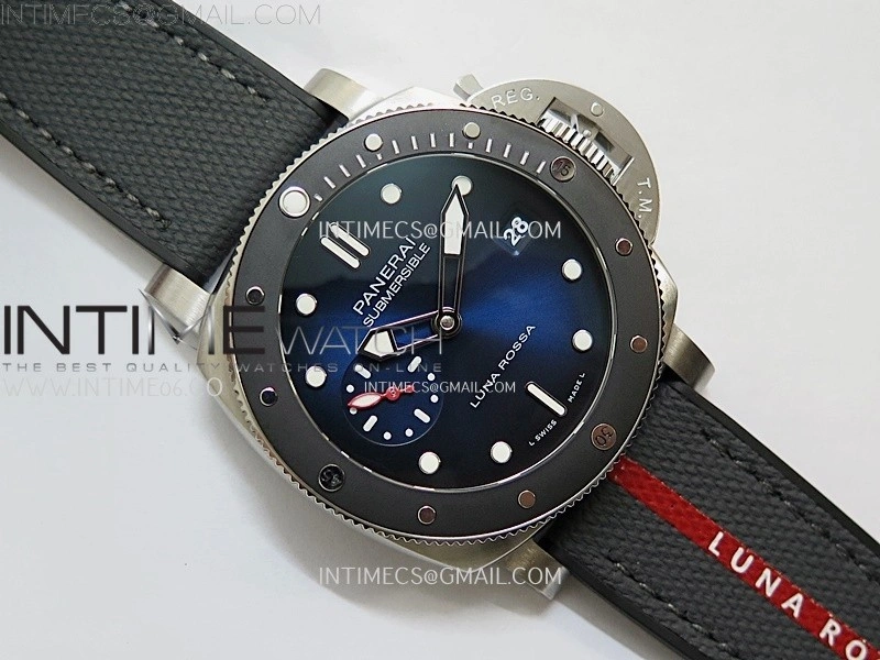 PAM1565 Luna Rossa Submersible 42mm VSF 1:1 Best Edition Blue Dial On Blue Fabric Strap P900