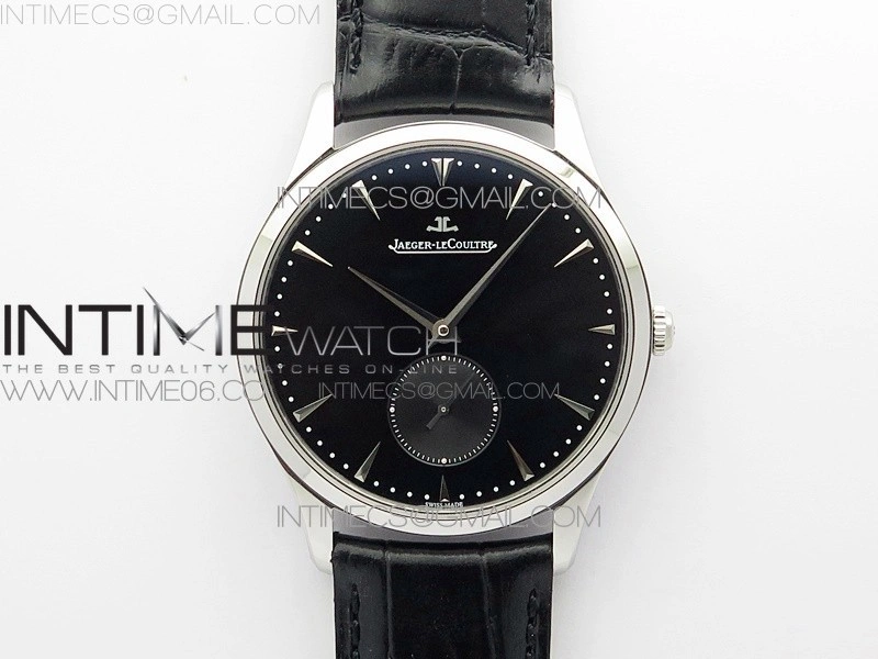 Master Ultra Thin Small Second SS ZF 1:1 Best Edition Black Dial on Black Leather Strap A896