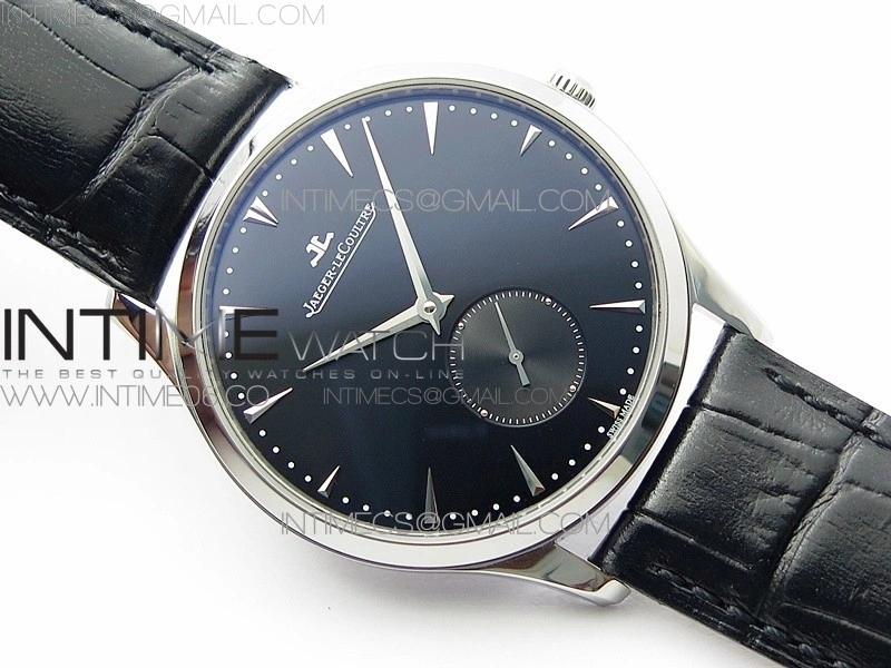 Master Ultra Thin Small Second SS ZF 1:1 Best Edition Black Dial on Black Leather Strap A896