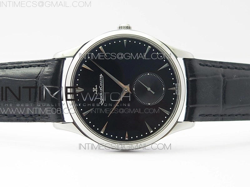 Master Ultra Thin Small Second SS ZF 1:1 Best Edition Black Dial on Black Leather Strap A896