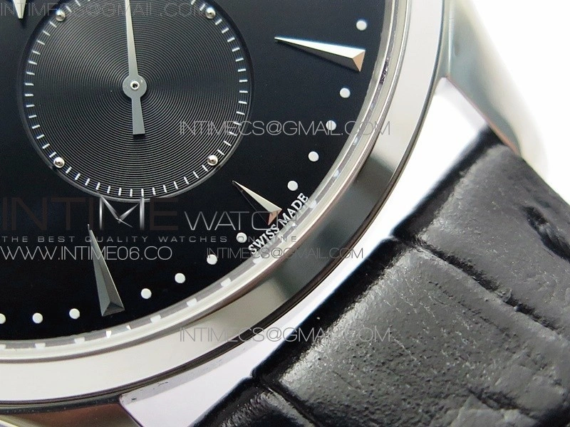 Master Ultra Thin Small Second SS ZF 1:1 Best Edition Black Dial on Black Leather Strap A896